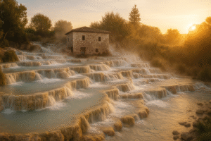 cascade del mulino couché de soleil